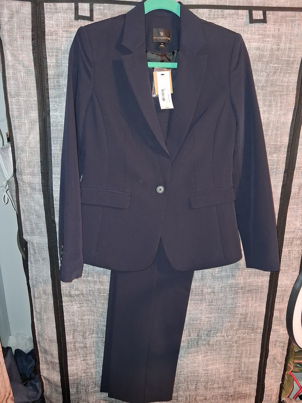 Worthington Navy Single-Button Women's Blazer and Pant Suit